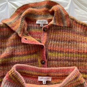 Something Navy striped polo sweater set